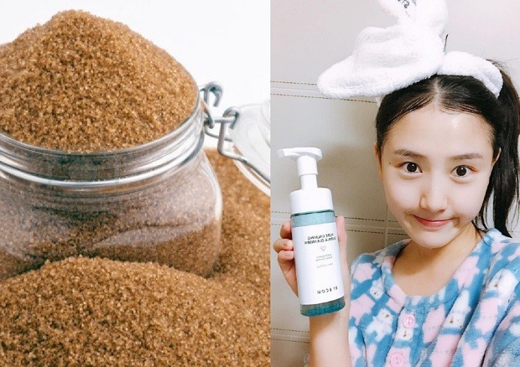 Đường nâu và sữa rửa mặt