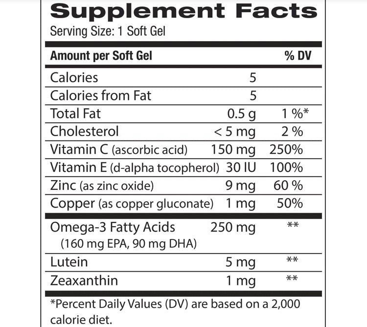Thành phần viên Ocuvite Adult 50+