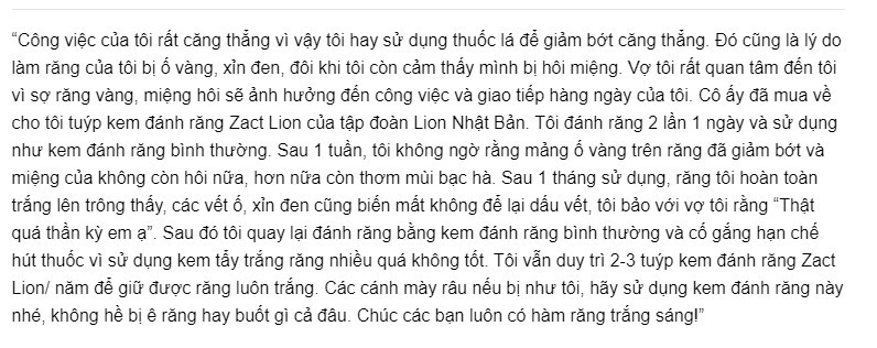 Kem đánh răng Zact Lion có tốt khôn kem đánh răng zact lion, kem đánh răng zact lion nhật bản, kem đánh răng zact lion có tốt không, kem đánh răng zact lion hà nội, kem đánh răng cho người hút thuốc zact lion
