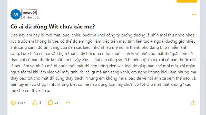 Chủ đề Thuốc bổ mắt Wit có tốt không được nhiều chị em quan tâm review thuốc bổ mắt wit, thuốc bổ mắt wit có tốt không, thuốc bổ mắt wit giá bao nhiêu, thuốc bổ mắt wit của mỹ, thuốc bổ mắt wit webtretho, giá thuốc bổ mắt wi, thuốc bổ mắt wit mua ở đâu, thuốc bổ mắt wit review, thuốc bổ mắt wit bao nhiêu tiền, thuốc bổ mắt wit có tác dụng gì, thuốc bổ mắt wit voz, mua thuốc bổ mắt wit, giá bán thuốc bổ mắt wit, đánh giá thuốc bổ mắt wit, thành phần thuốc bổ mắt wit, công dụng thuốc bổ mắt wit, công dụng của thuốc bổ mắt wit, wit for your eyes, thuốc wit có tốt không, uống wit có tốt không, thuốc wit bổ mắt giá bao nhiêu, thuốc bổ mắt wit, bổ mắt wit, thuốc wit