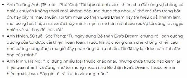 Thuốc Eva’s Dream có tốt không? Hồi đáp về thuốc Eva's Dream từ người dùng   thuốc Eva’s Dream, thuốc bổ thận Eva’s Dream, thuốc Eva’s Dream có tốt không, cách sử dụng Eva’s Dream, đánh giá thuốc Eva’s Dream, công dụng của thuốc Eva’s Dream, tác dụng phụ của thuốc Eva’s Dream, Eva’s Dream mua ở đâu hà nội, cách sử dụng thuốc Eva’s Dream, giá thuốc Eva’s Dream, giá thuốc bổ thận Eva’s Dream, tác hài của Eva’s Dream, cách dụng Eva’s Dream, mua thuốc Eva’s Dream, công dụng thuốc Eva’s Dream, cách dùng thuốc bổ thận Eva’s Dream, tác dụng của thuốc bổ thận Eva’s Dream