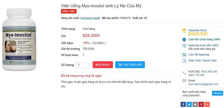 Review thuốc Myo-Inositol, thuốc Myo-Inositol