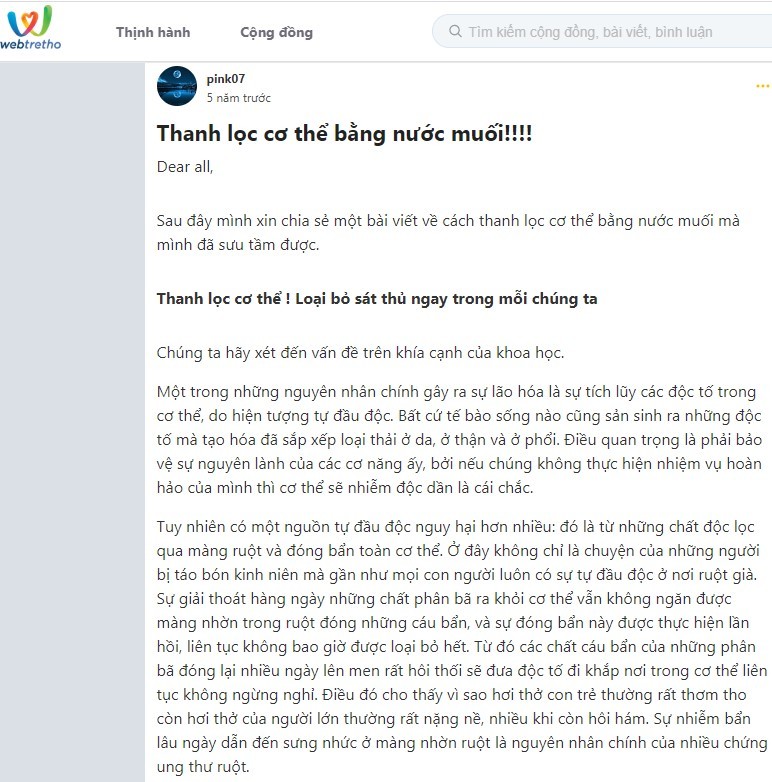 Thanh lọc cơ thể bằng nước muối thanh lọc cơ thể bằng nước muối, thanh lọc cơ thể bằng nước muối webtretho, thải độc cơ thể bằng nước muối, thanh lọc cơ thể bằng nước muối loãng, cách thanh lọc cơ thể bằng nước muối, phương pháp thanh lọc cơ thể bằng nước muối